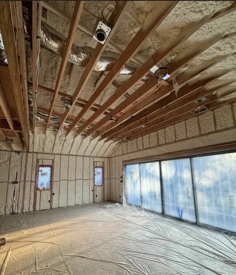 Interior walls and ceiling insulated with spray foam during new construction in Bayonet Point